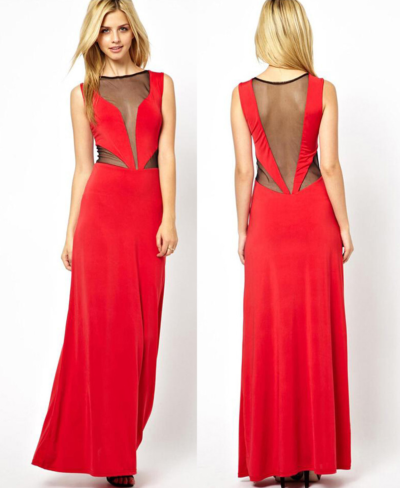 red mesh gown